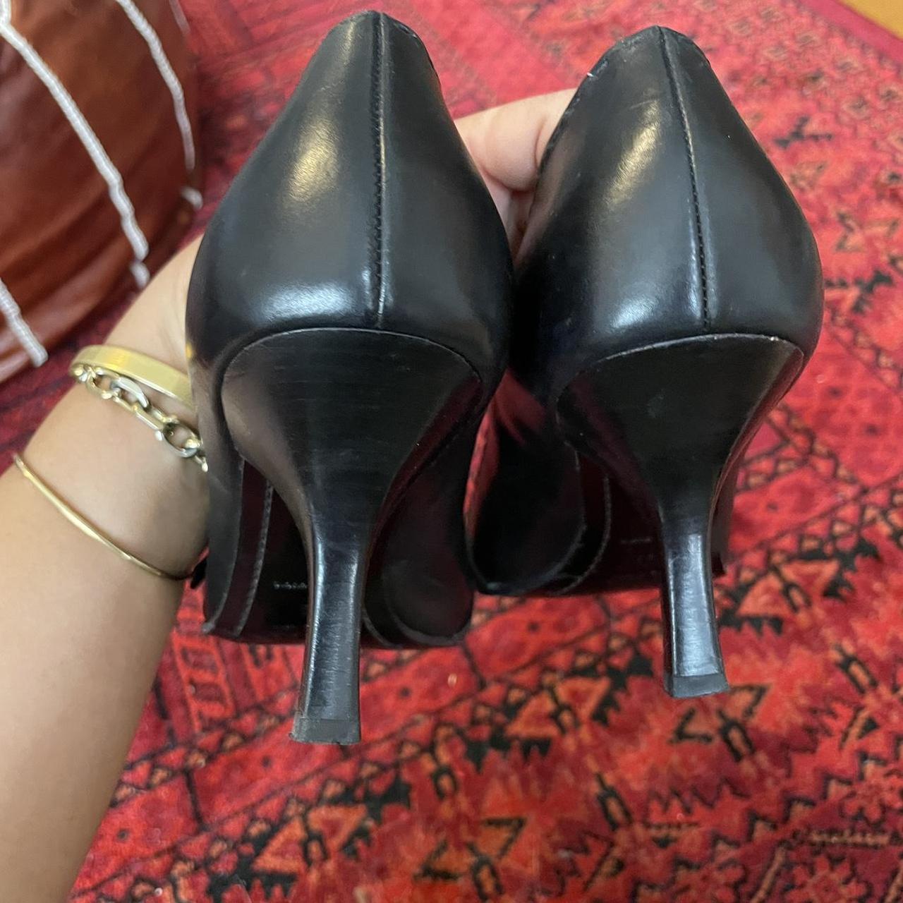 Vintage Prada, pointy toe, leather heels in amazing... - Depop