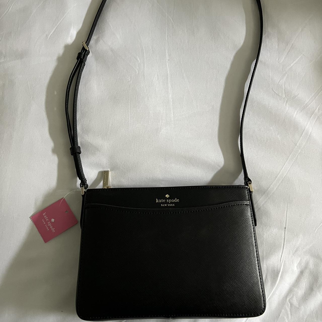 black and white kate spade leather tote bag/hand - Depop