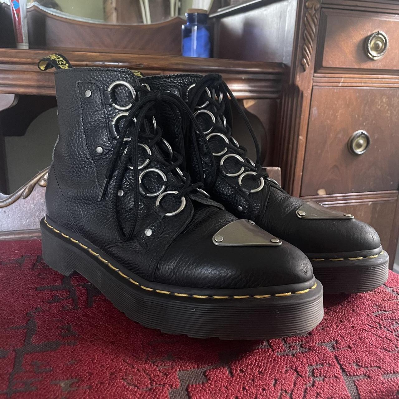 Dr. Martens Women's Black and Silver Boots | Depop