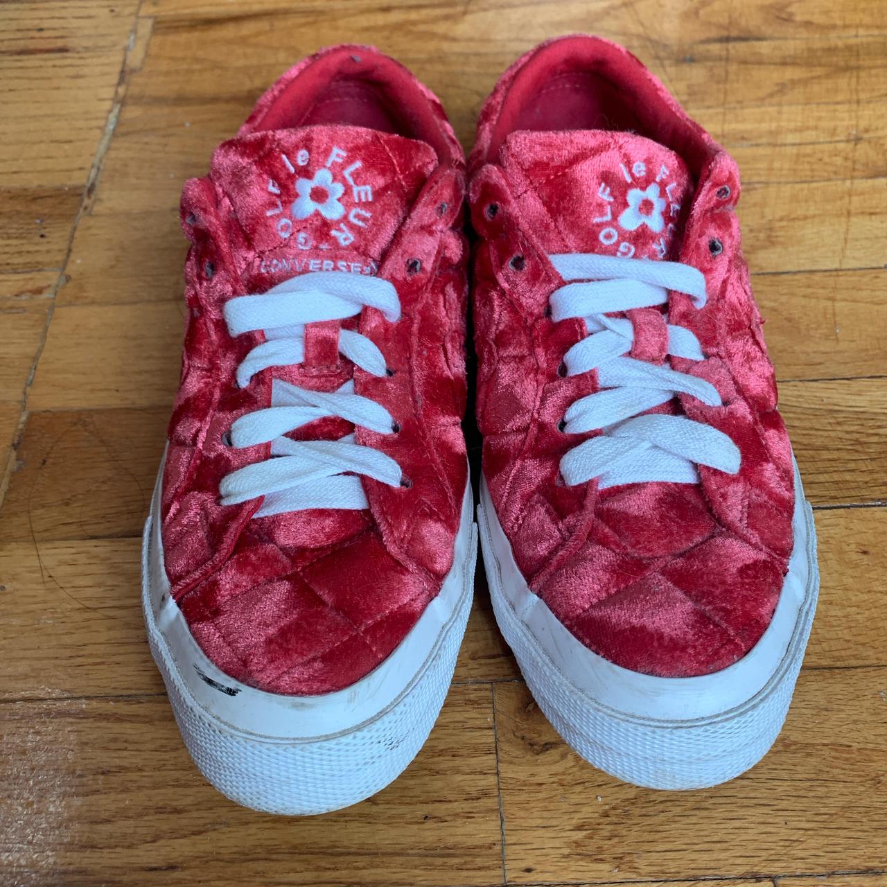 Golf le Fleur Quilted Velvet Converse in Cherry Depop