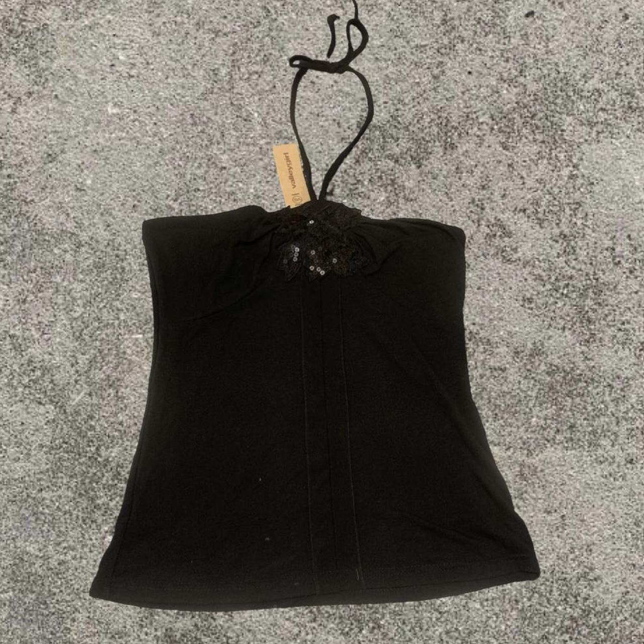 y2k super cute valley girl black tie up tube top... Depop