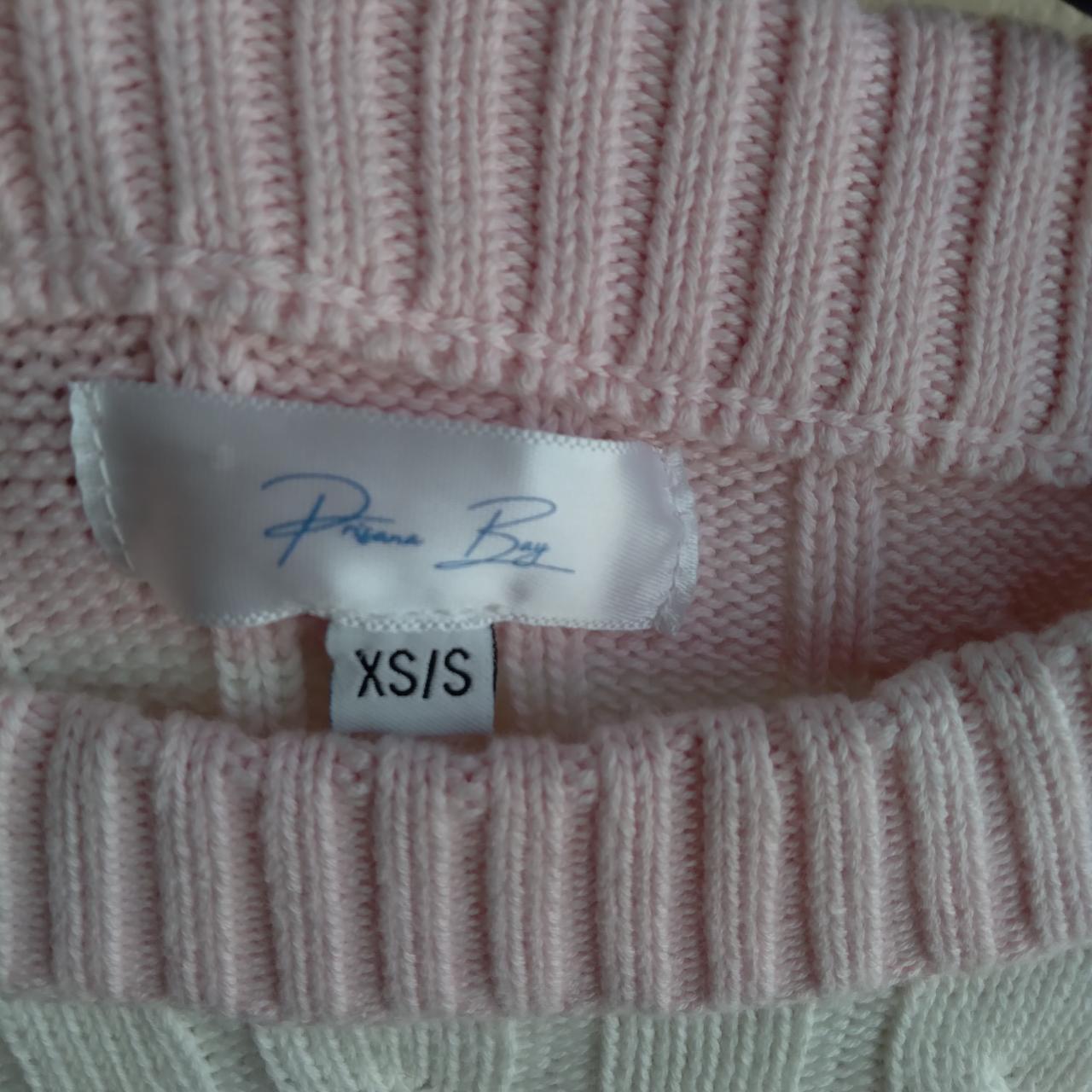 Prisana Bay Pink and White Cotton Cable Knit... - Depop