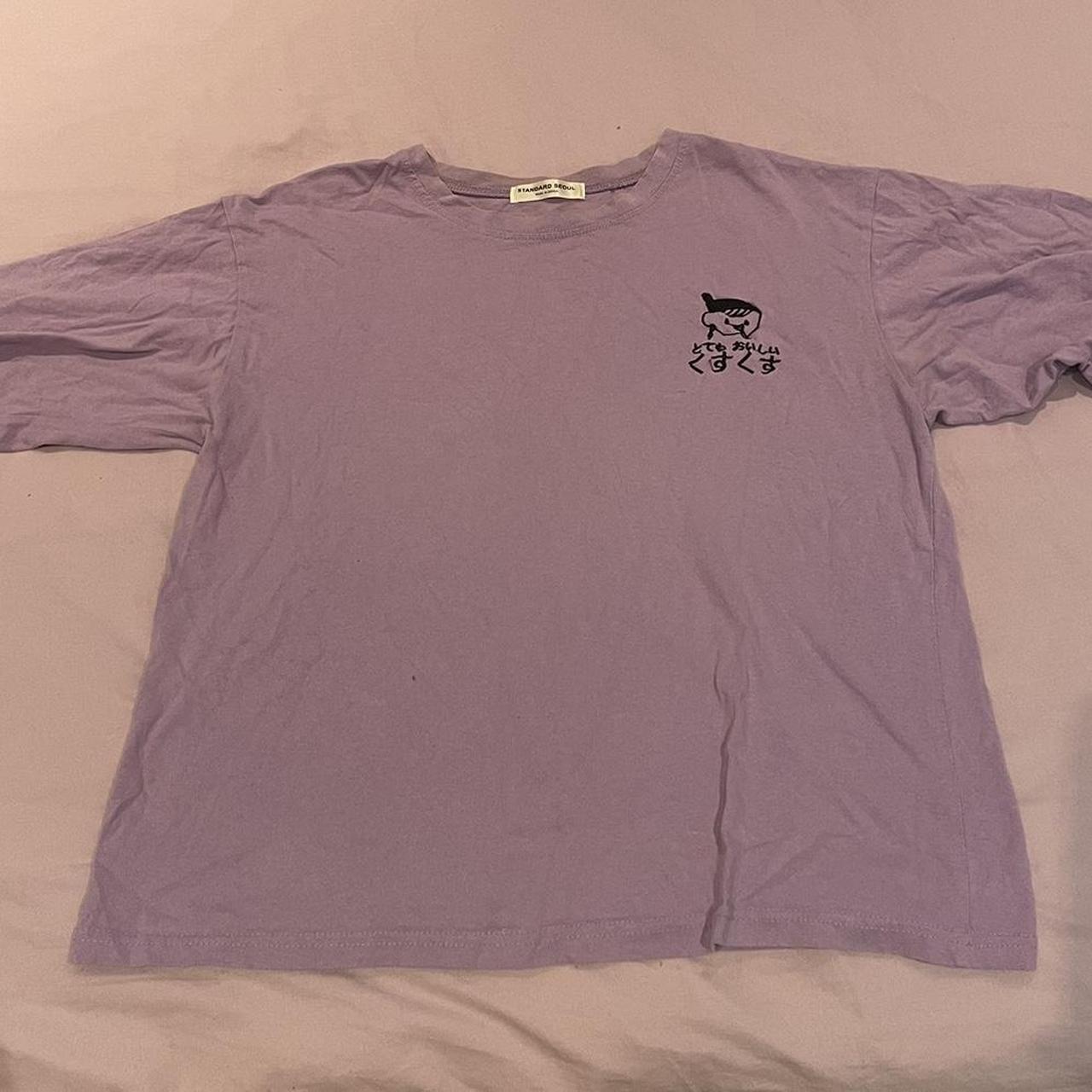 oversized purple tee with cute japanese graphic. no... - Depop