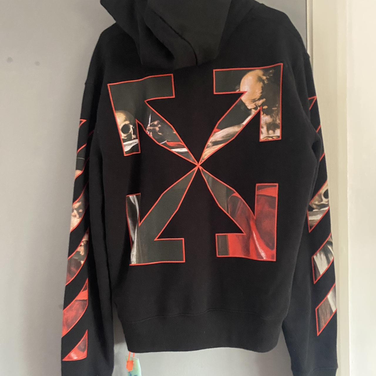 Small OFF WHITE black hoodie Off Carravag Hoody. Depop