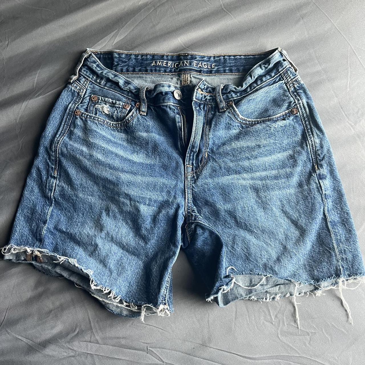 American eagle medium wash denim mom shorts Worn a... - Depop