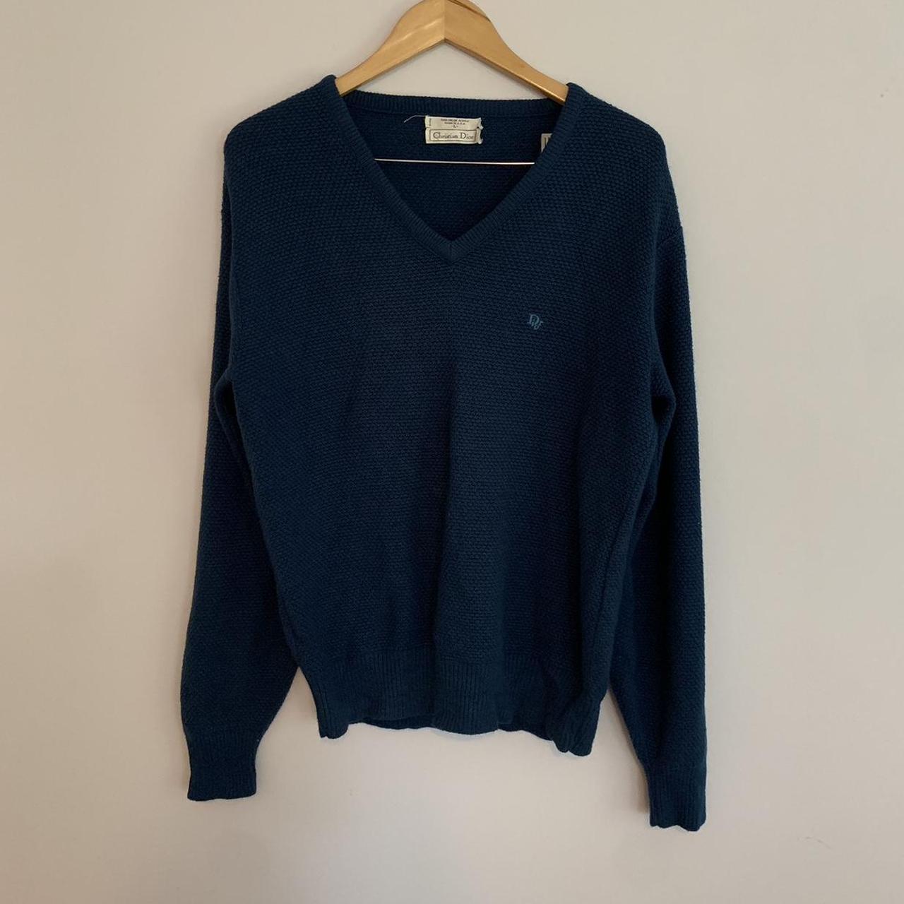 Deep blue Christian Dior knit sweater size L but is... - Depop