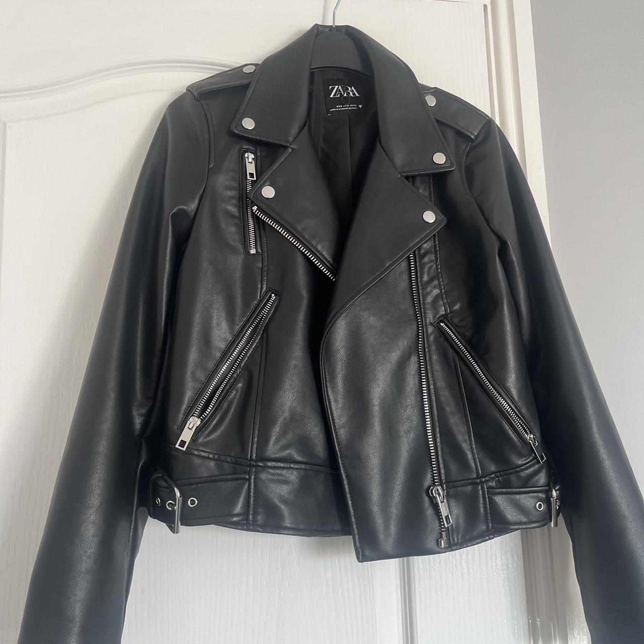 zara leather jacket never worn before - Depop