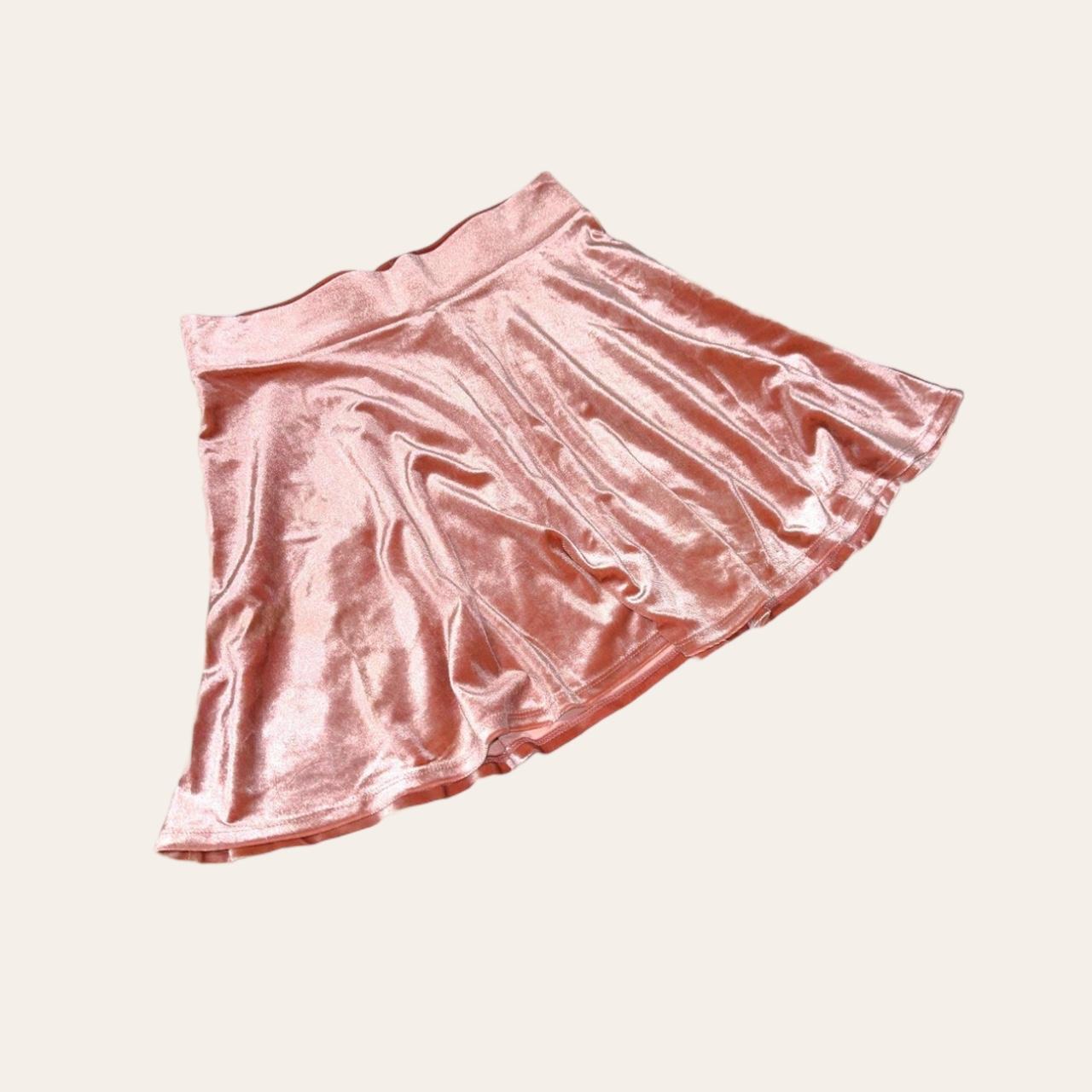 forever 21 pink crushed velvet skater skirt