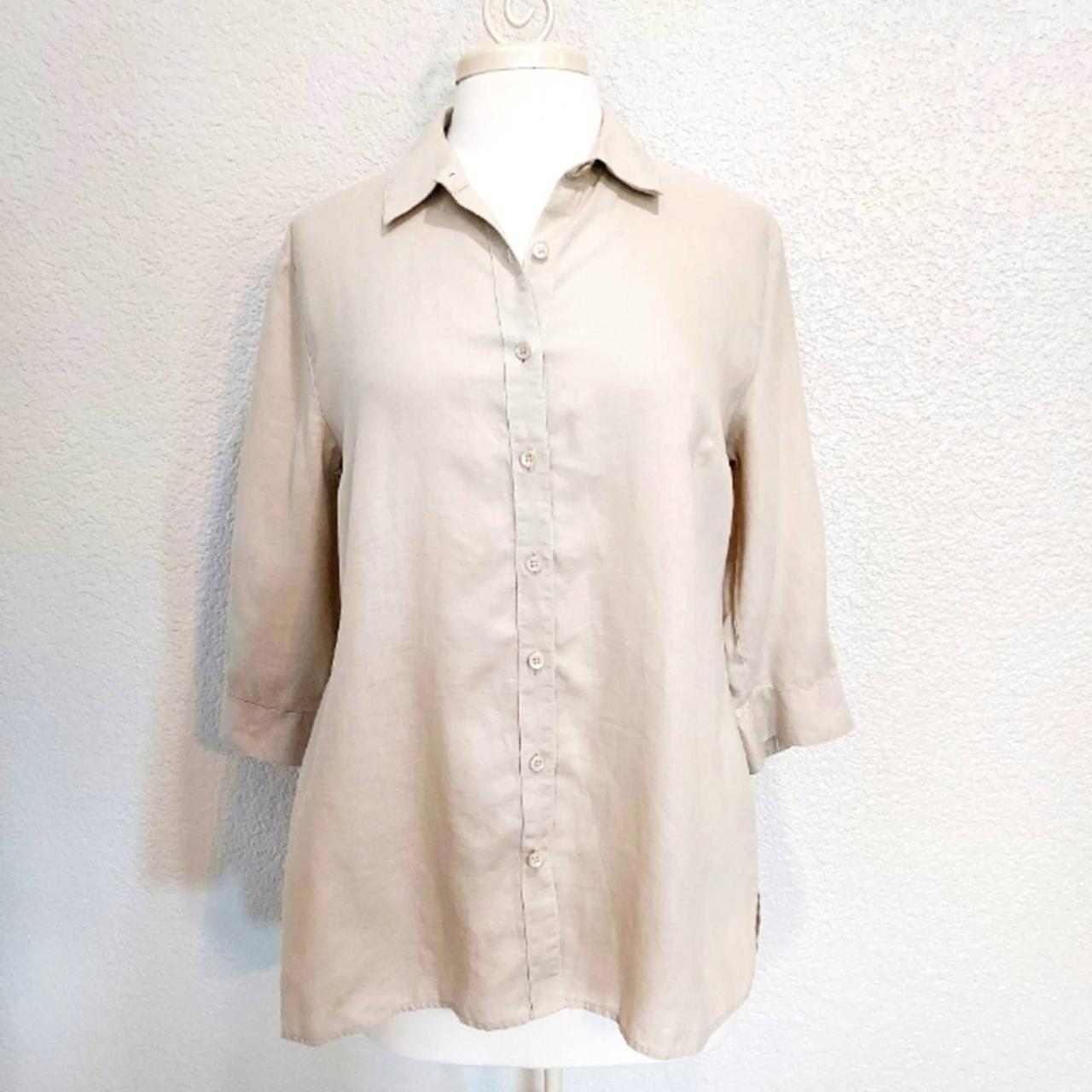 Coldwater Creek Women S Cream Blouse Depop