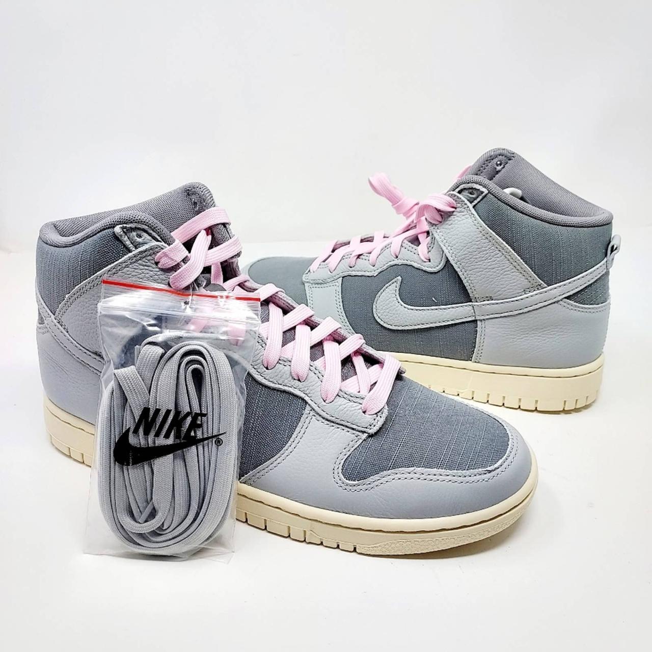 pink and gray nike high tops