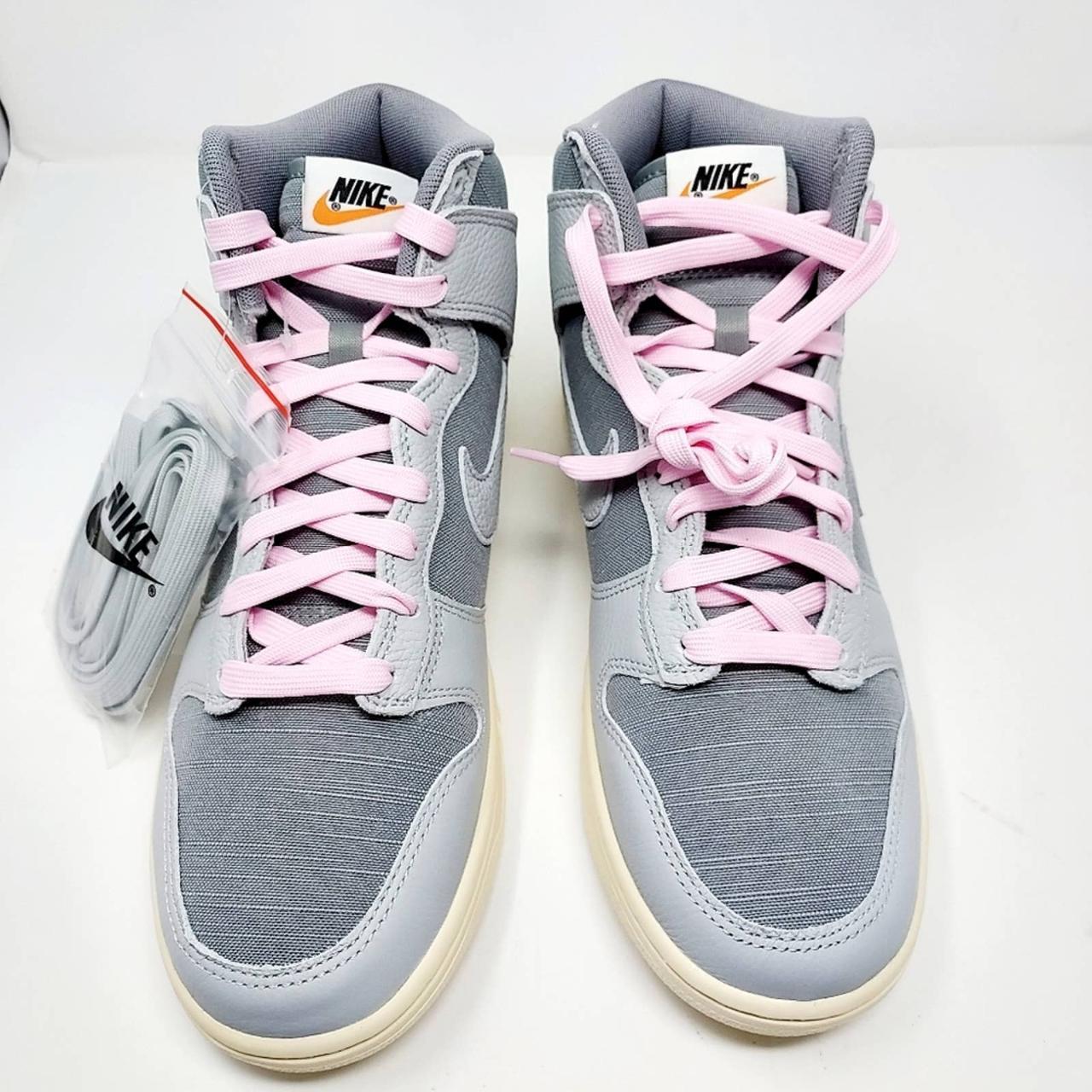 pink and gray nike high tops