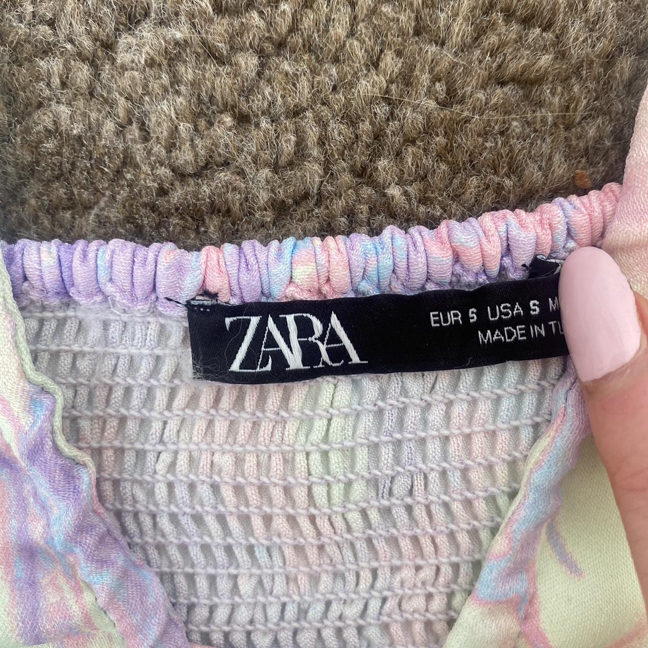 Zara pastel coloured crop top with scooped boob... - Depop