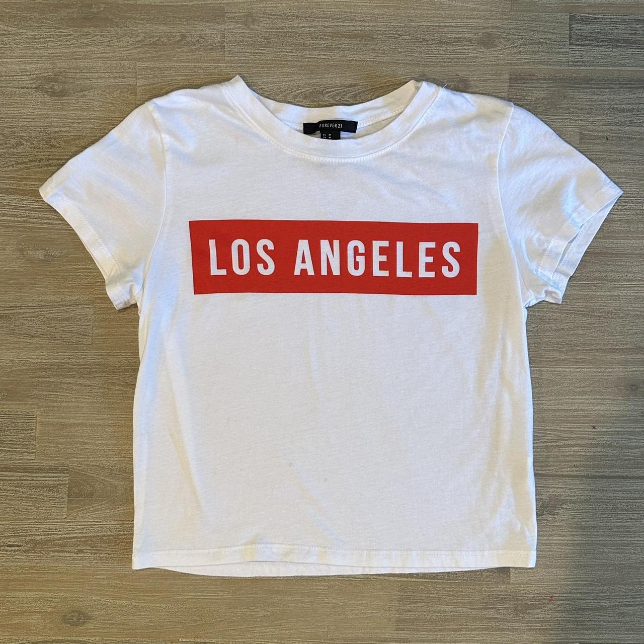 Los Angeles Crop T-shirt (White and Red)