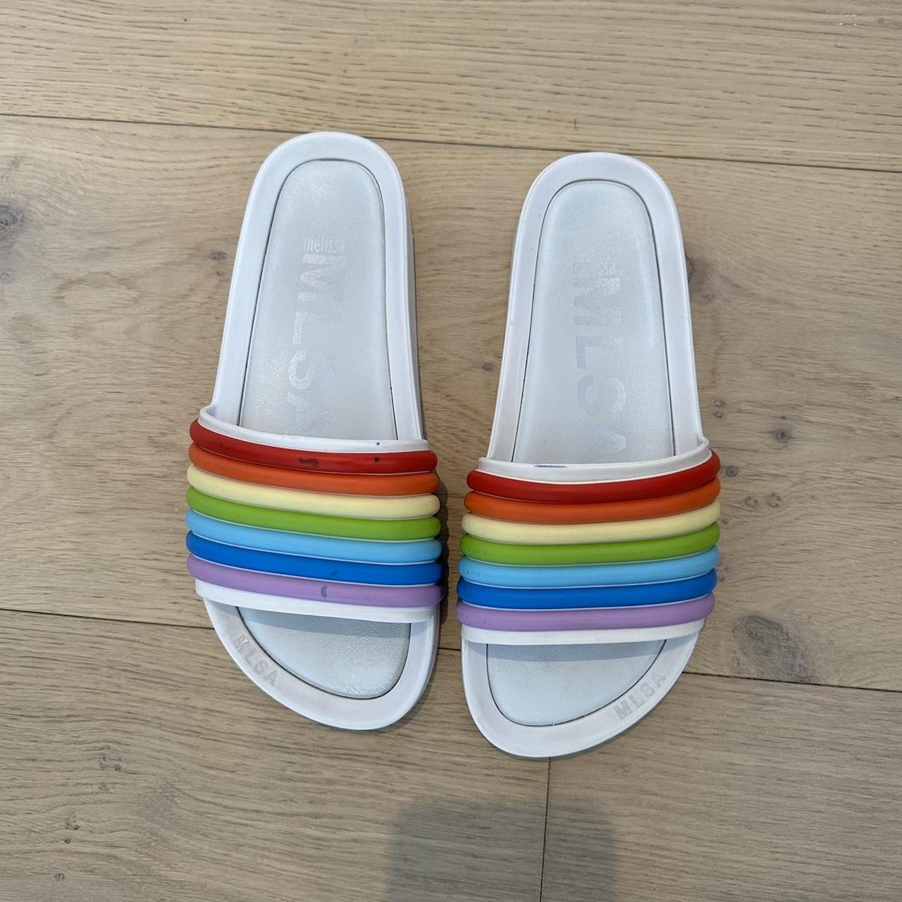 Melissa Rainbow Jelly Slides 🌈 Some marks on the... - Depop