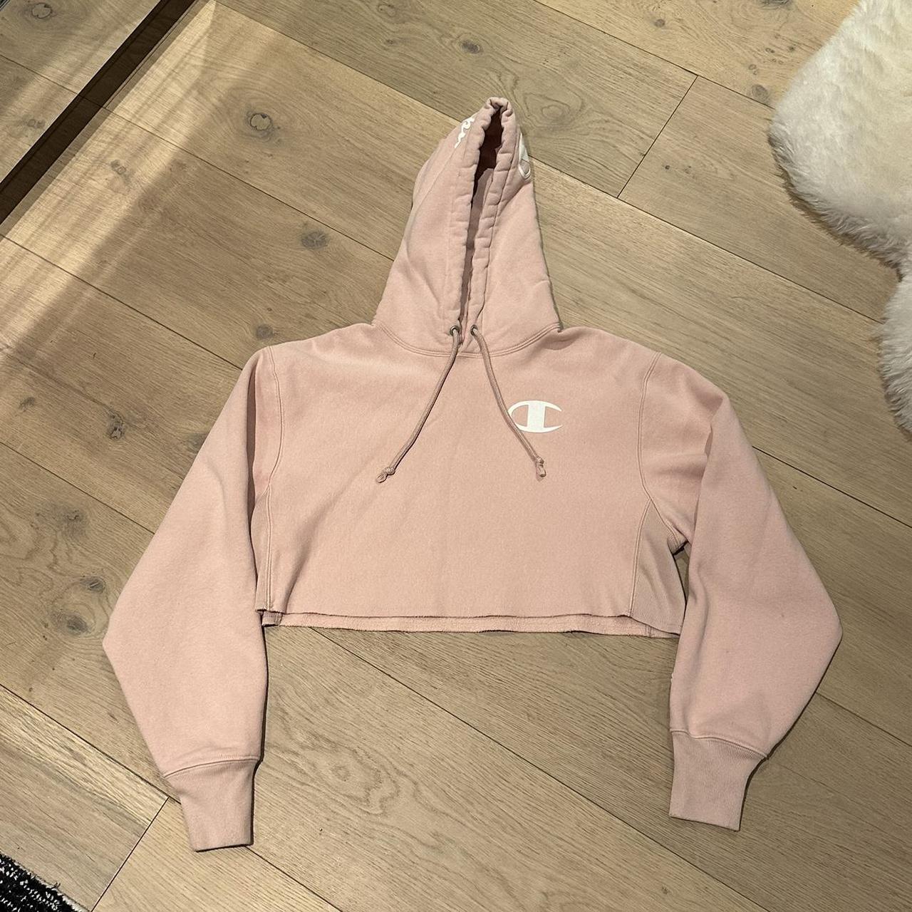 Champion pink cheap crop hoodie