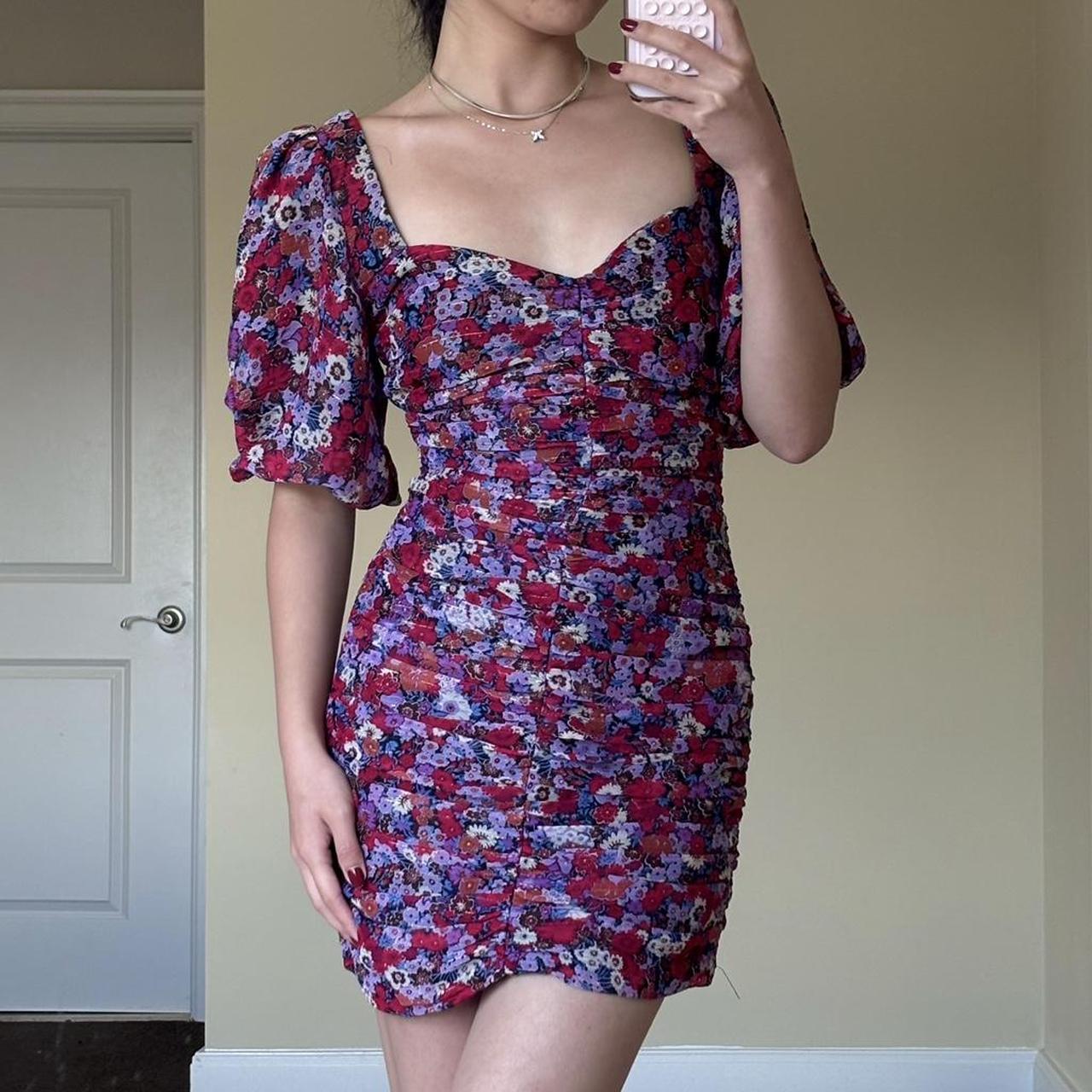 Zara Floral Puff Sleeve Mini Dress Perfect brunch... - Depop