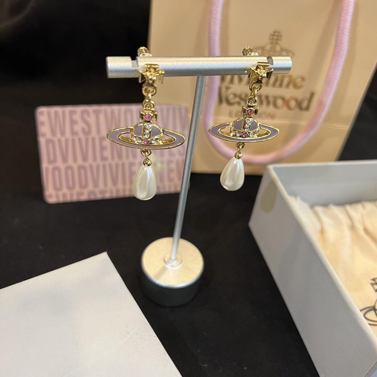 Vivienne Westwood Nana Pink Pearl Drop Orb Earrings | Depop