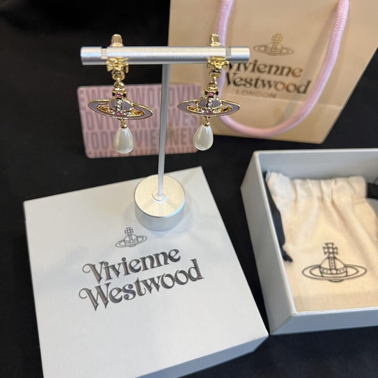 Vivienne Westwood Nana Pink Pearl Drop Orb Earrings | Depop