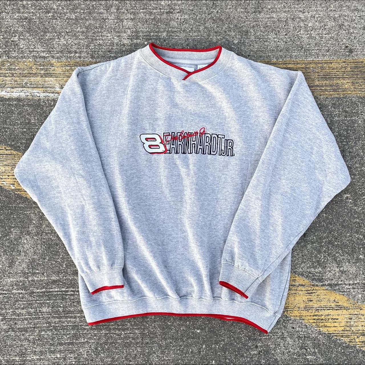 NASCAR Men's Grey and Red Sweatshirt | Depop