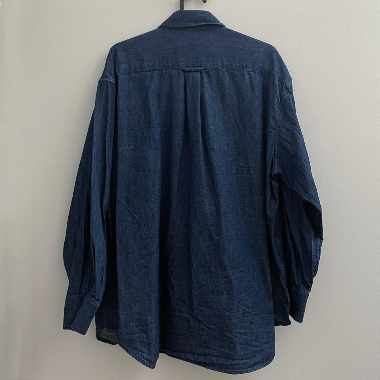 Uniqlo U Oversized Denim Long Sleeve Shirt Details:... - Depop