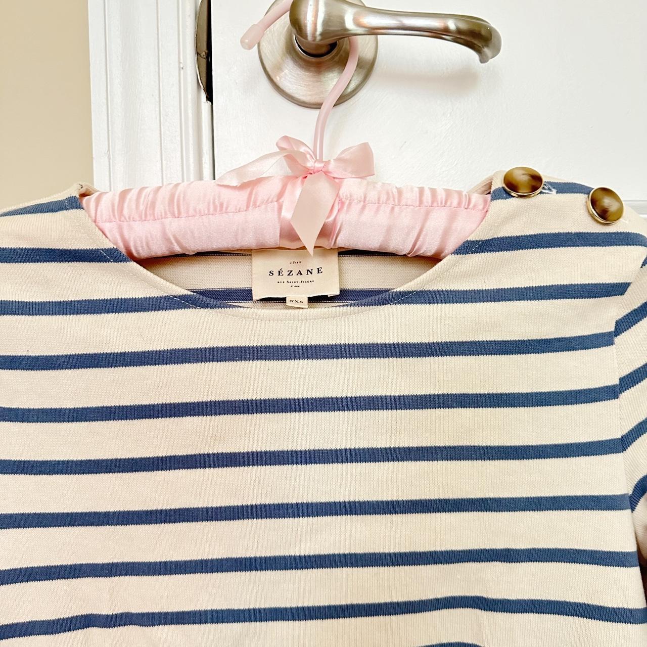 Sezane Colette Mariniere in Vintage Blue Stripe, | Depop
