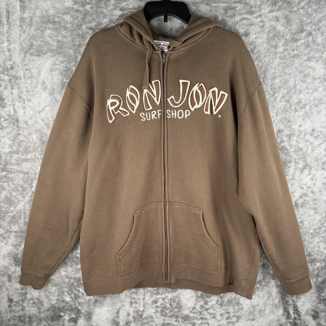 Ron Jon Surf Shop Brown And White Spell Out Zip Up