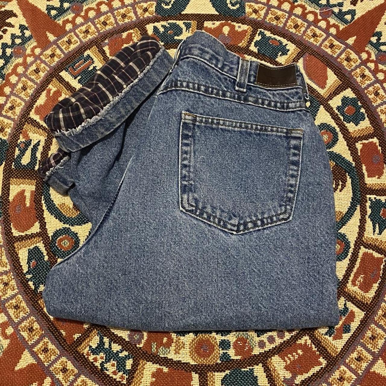 Vintage L L Bean Flannel Lined Baggy Jeans No Depop