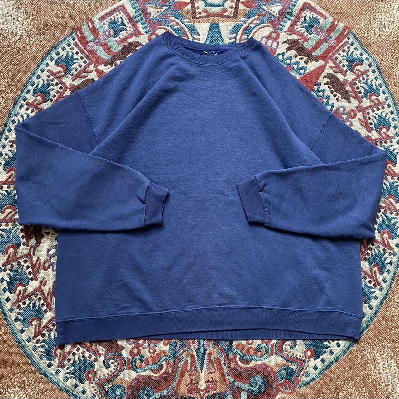 Vintage Faded Blue Essential Blank Sweatshirt No... - Depop