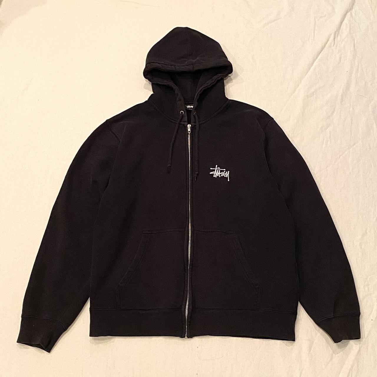 Basic Stussy Zip Hoodie in Black. Size large.... - Depop