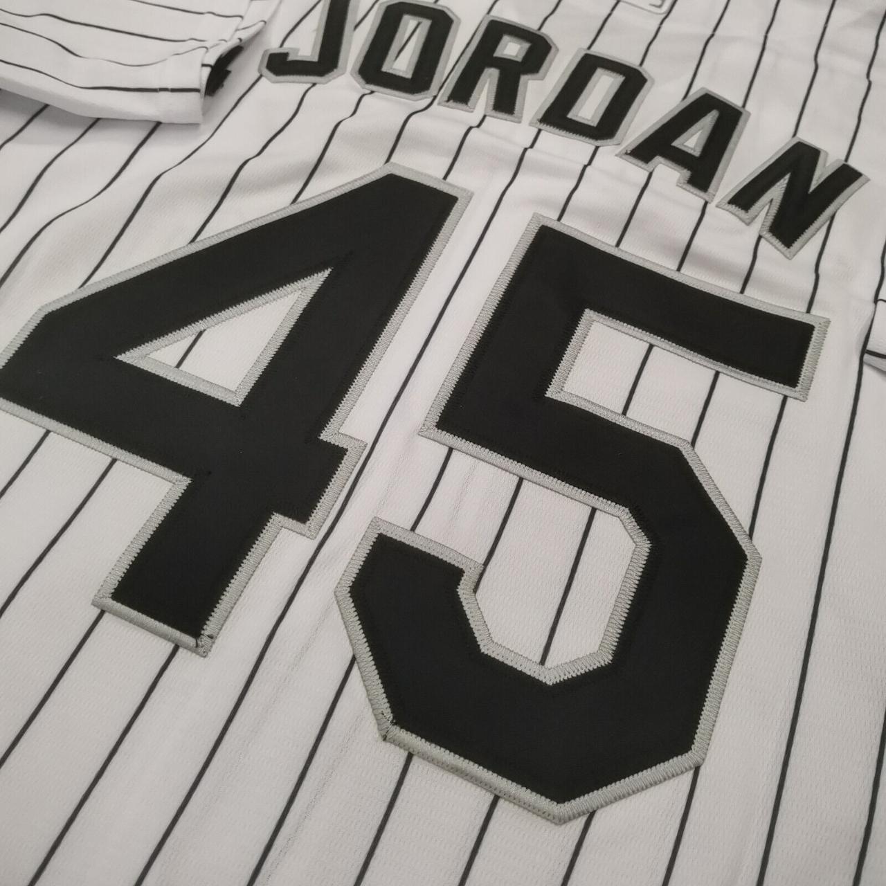 XXL white pinstripe Michael Jordan 45 White Sox jersey - Depop
