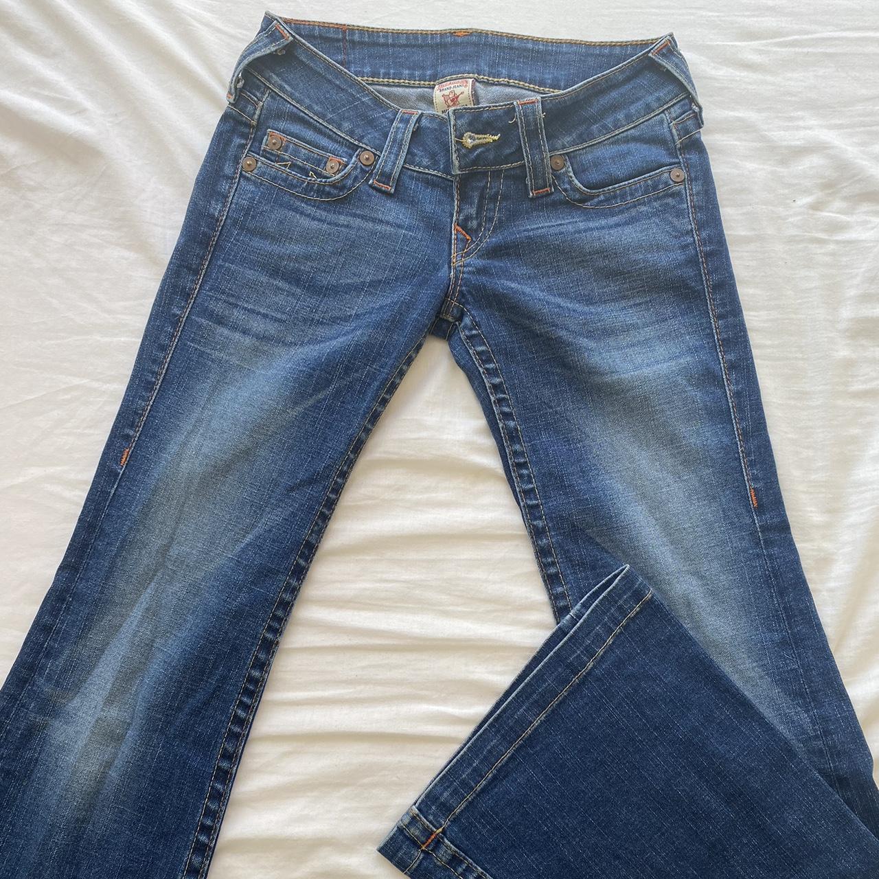 vintage true religion super low rise jeans! size 6 - Depop