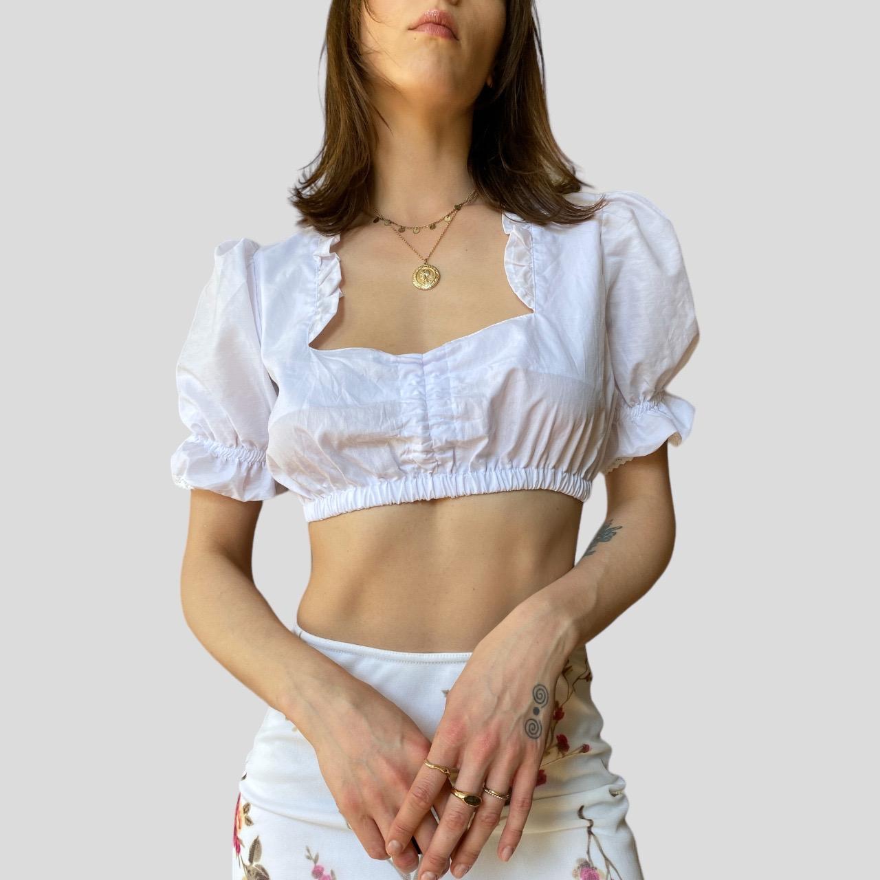 Vintage 90s ivory white cropped camisole top by - Depop