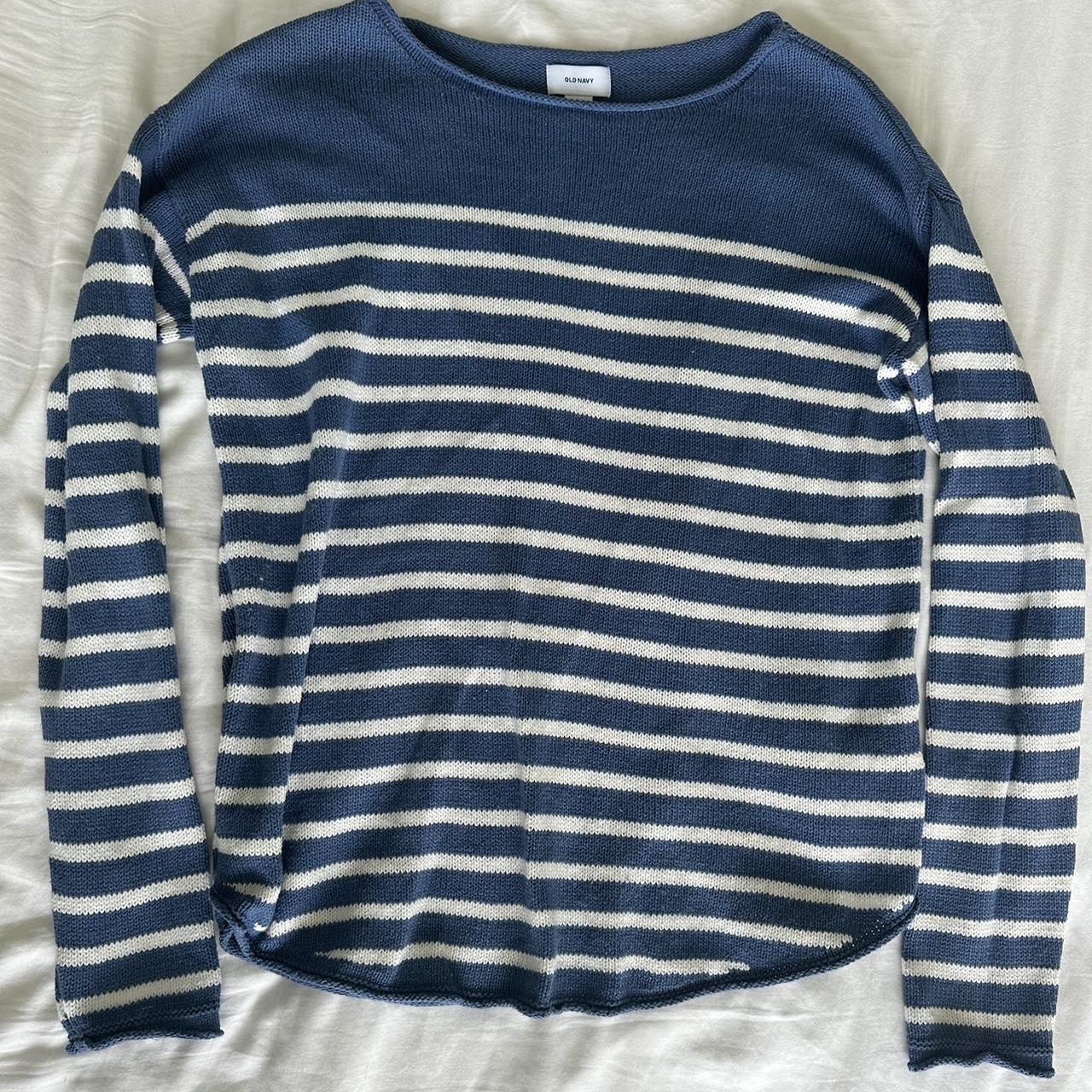 Blue & White Striped Old Navy Sweater #coastal... - Depop