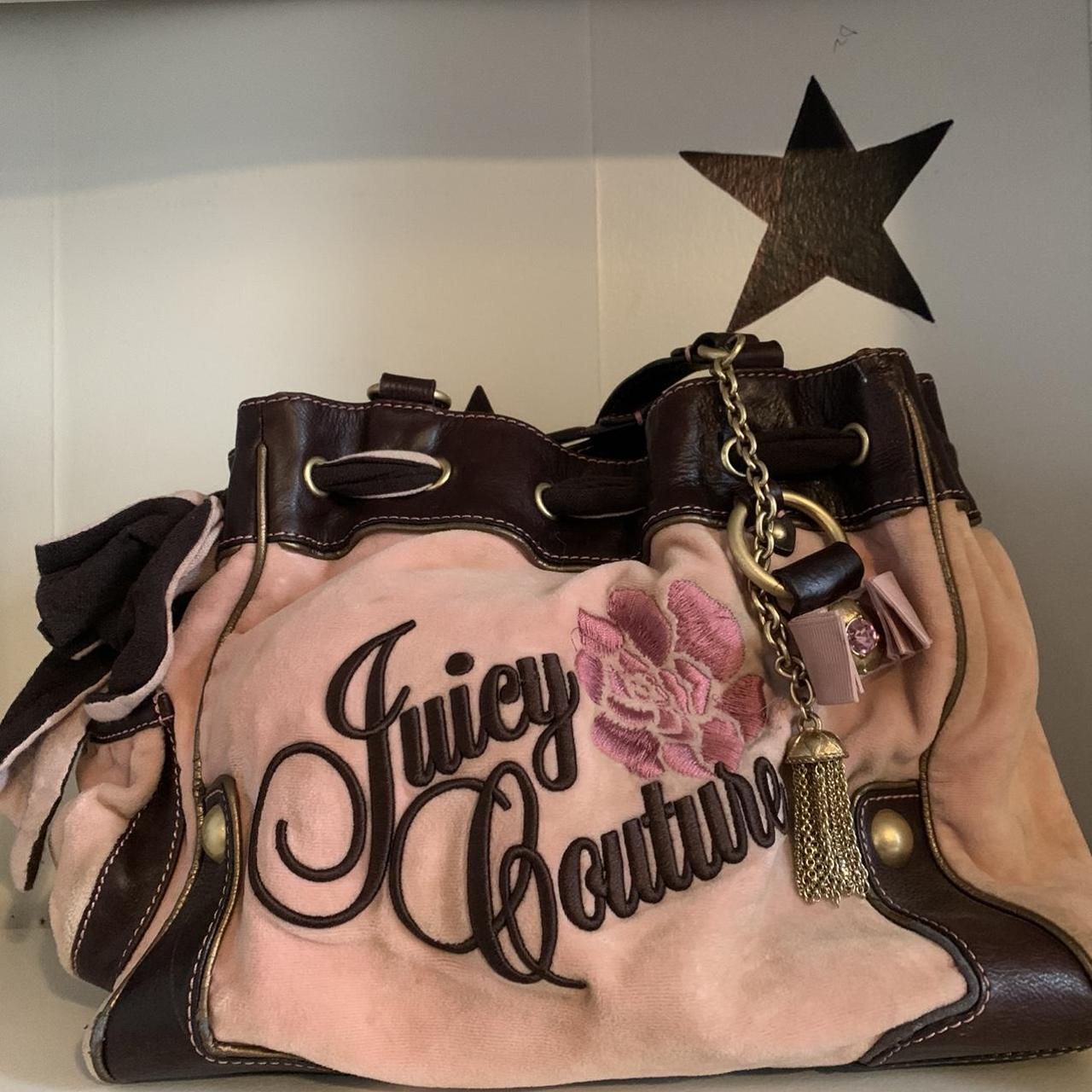 Juicy Couture Women's Pink and Brown Bag | Depop