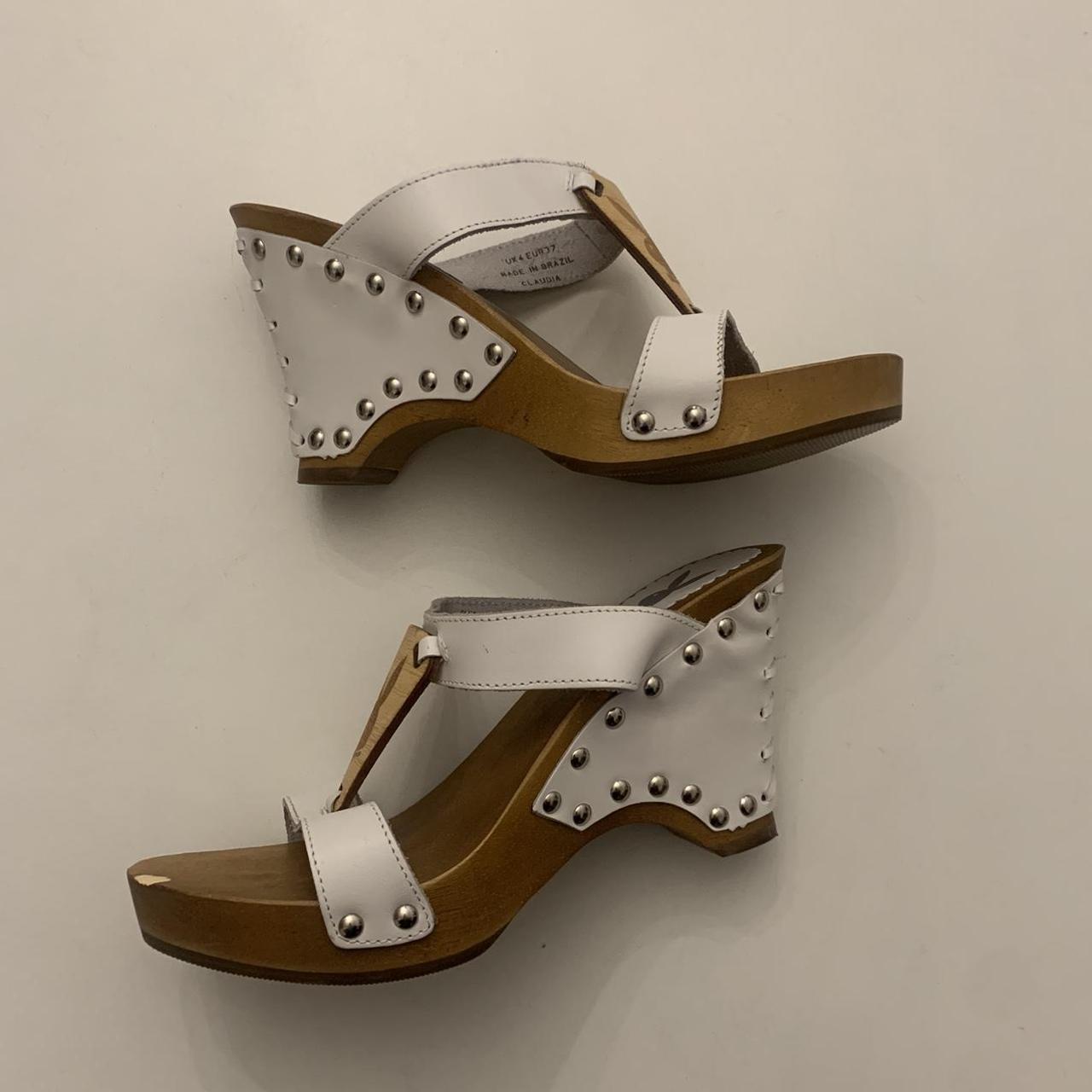 Playboy Women's White and Brown Sandals | Depop