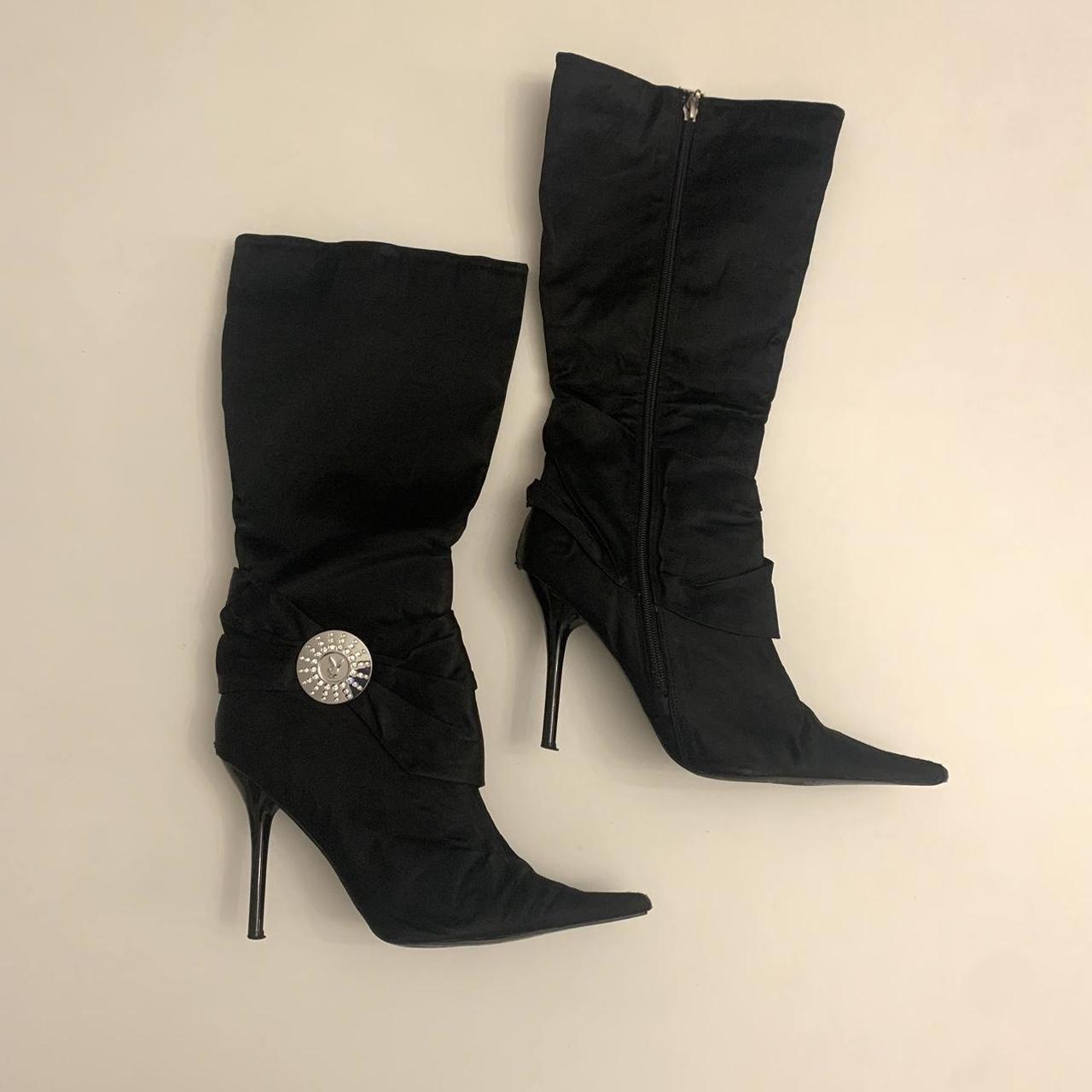 prettiest playboy black pointed toe boots, with