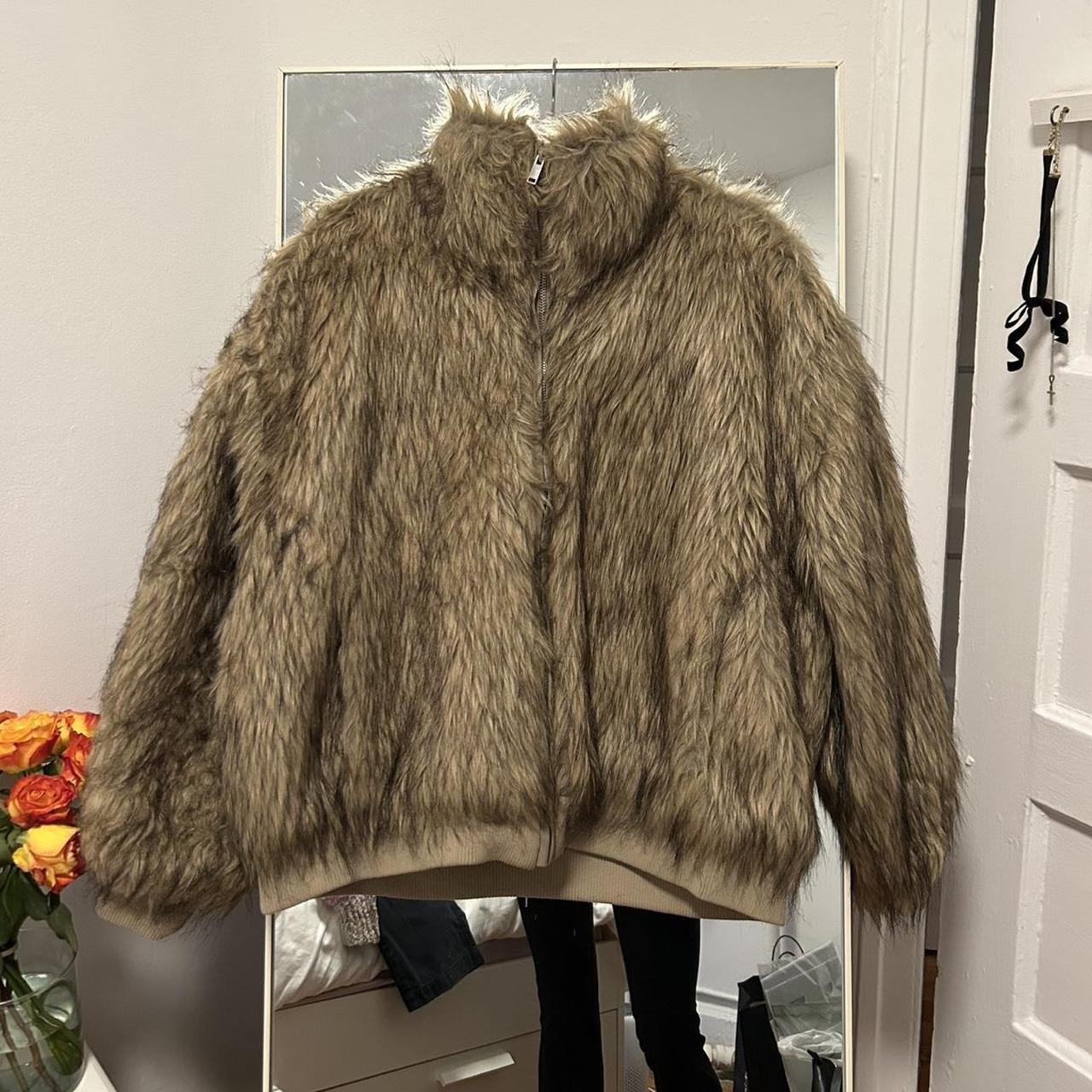 Faux Fur Bomber Jacket H&M Super trendy, Depop