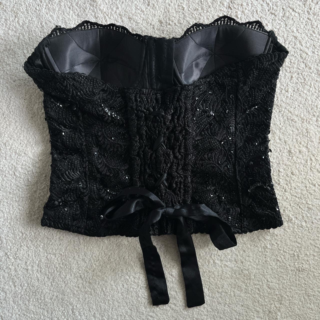 The prettiest black lace corset with sequin and... - Depop