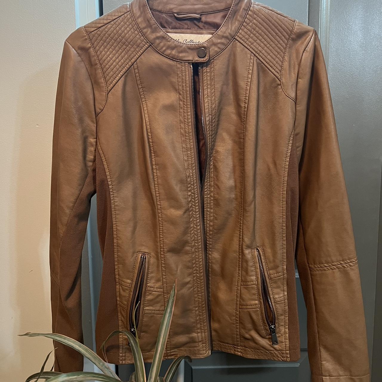 Sebby Collection Whiskey Leather Jacket Size... Depop