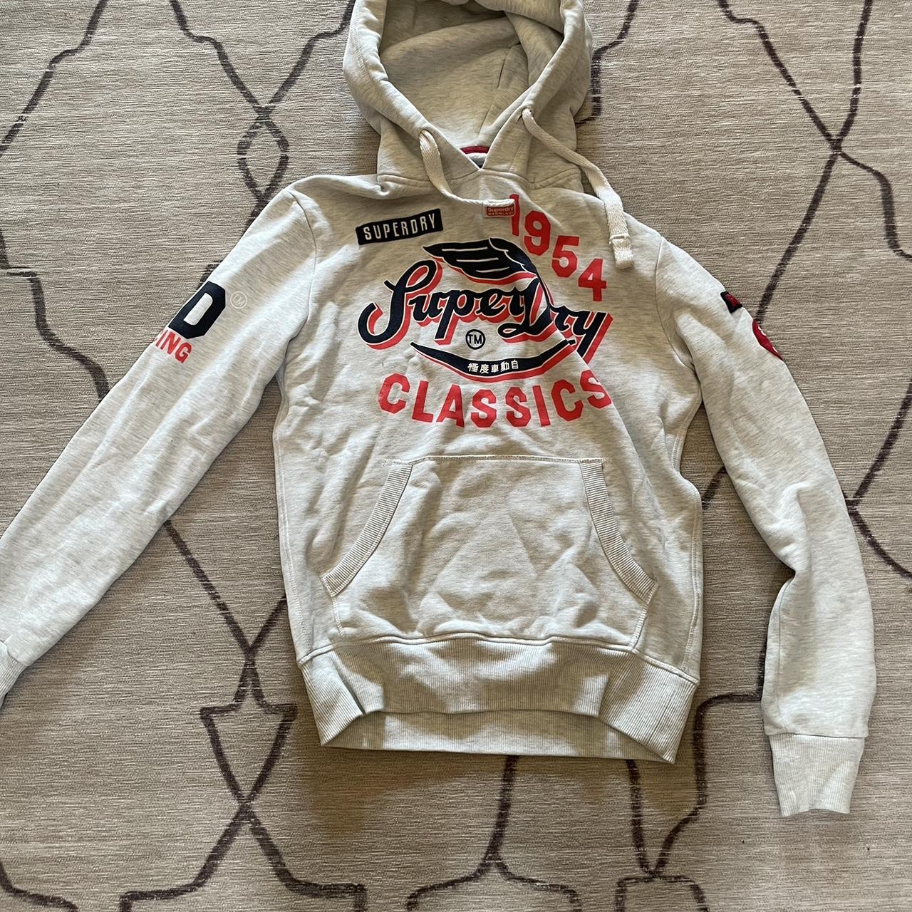 Superdry Men's Grey and White Hoodie