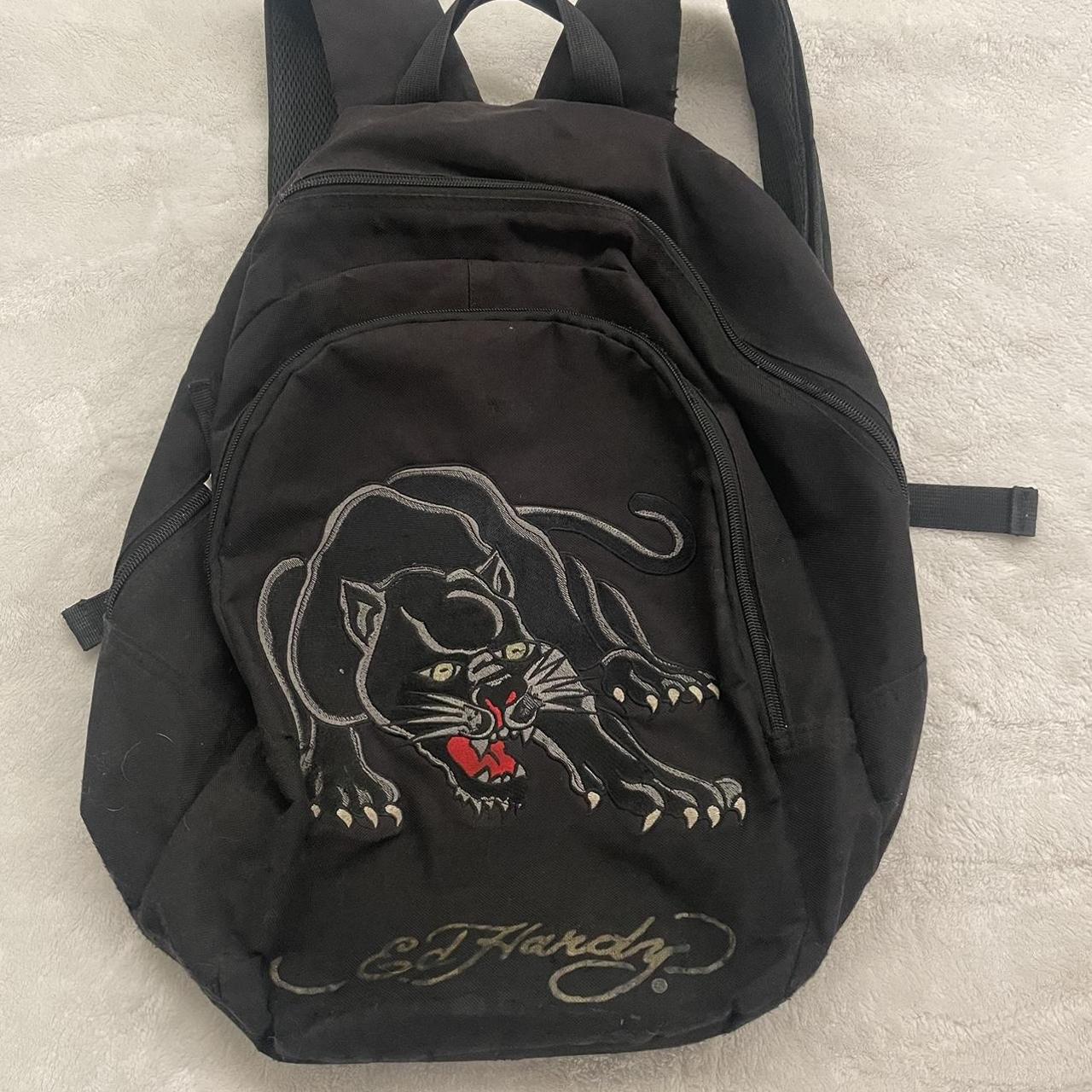 Ed Hardy Men's Black and Grey Bag | Depop