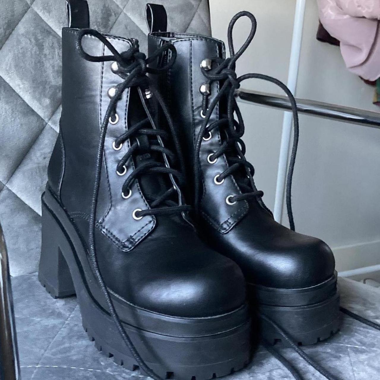 Delia’s Black Platform Boots Size 8 #platform #goth... - Depop