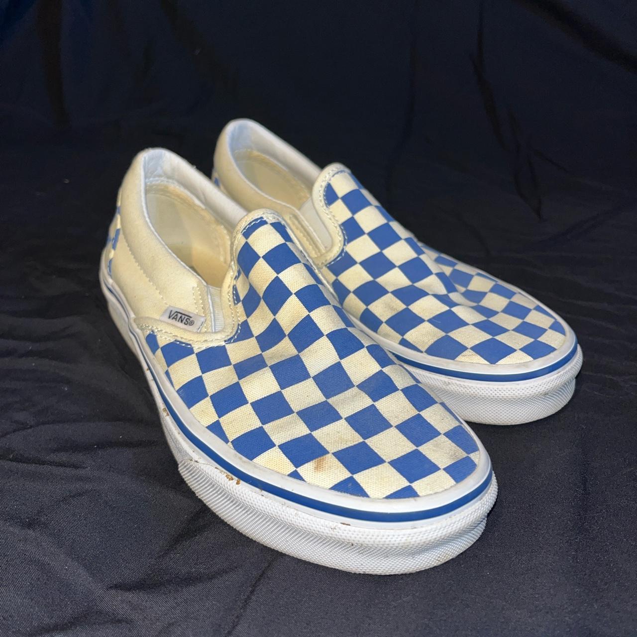 Vans slip ons blue on sale checkered