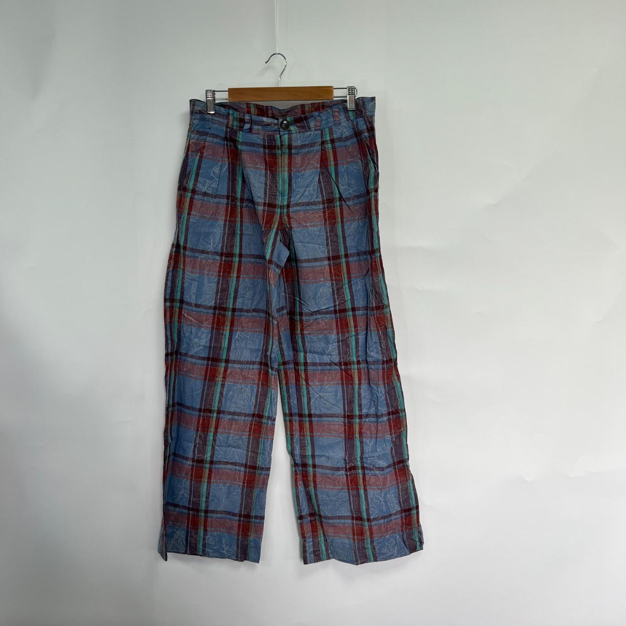 Anthropologie Plaid Wide Leg Trousers.... - Depop