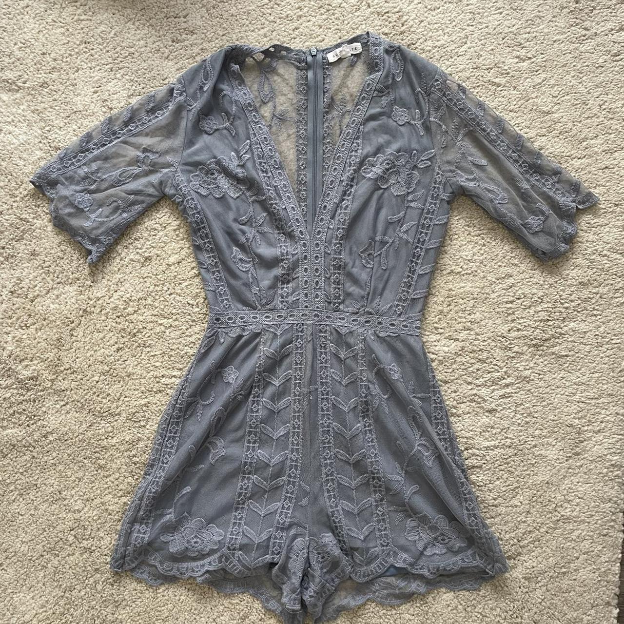 Dusty Blue Lace Romper Wore to a wedding years ago Depop