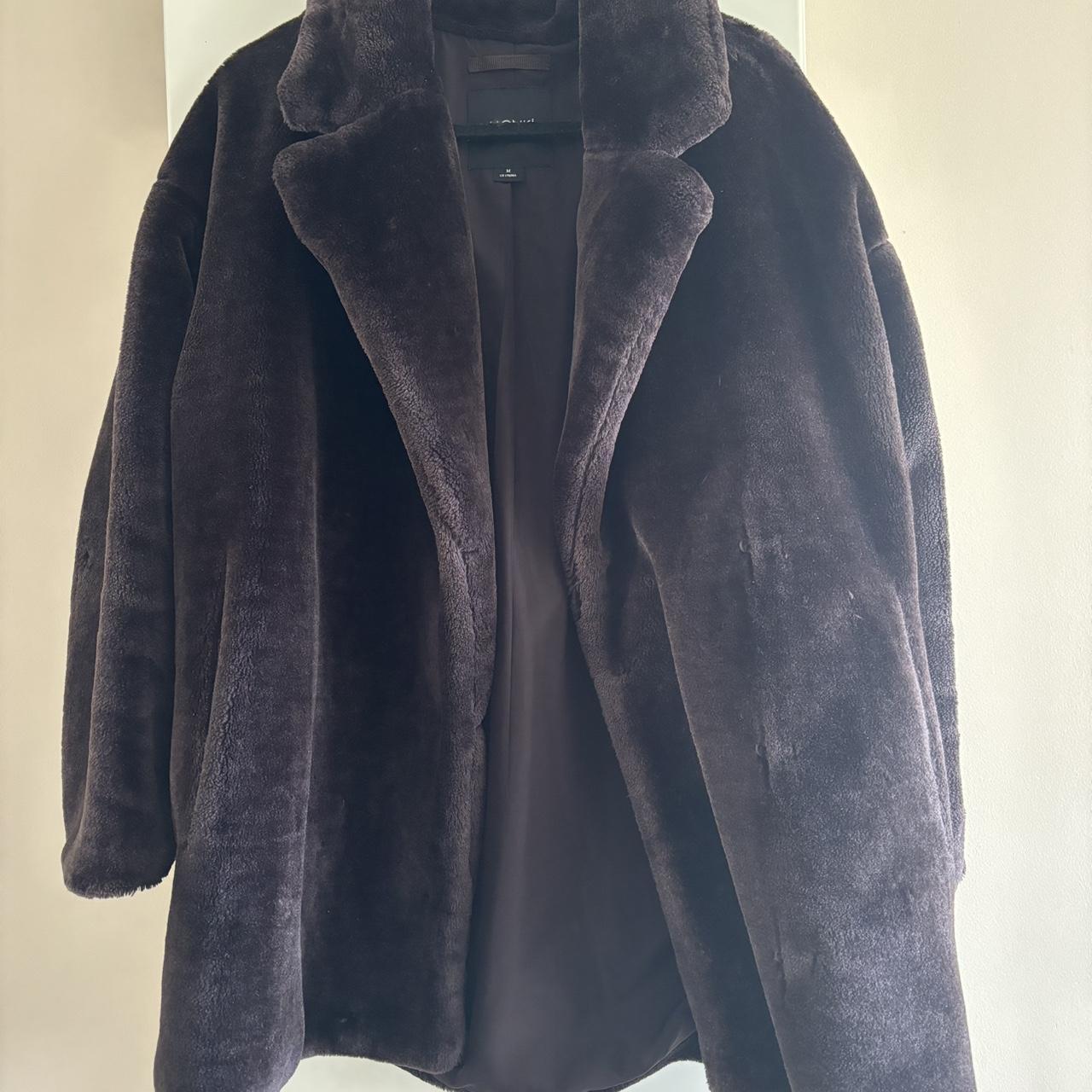Chocolate brown faux fur coat MONKI,