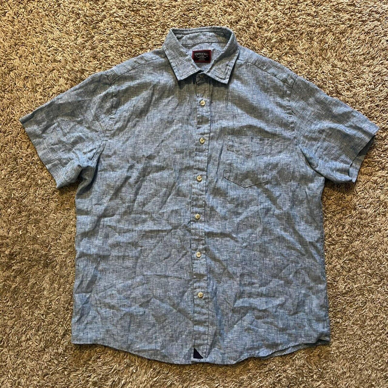 Wrinkle-Resistant Linen Short Sleeve Cameron Shirt Blue