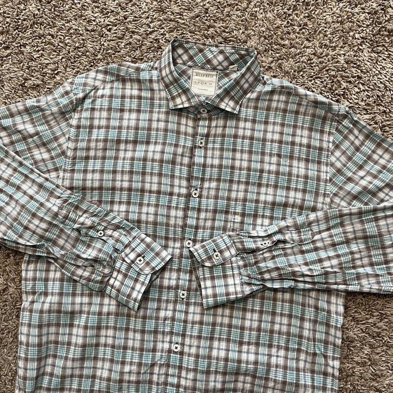 Billy Reid Plaid Standard Cut Button Up Shirt Depop