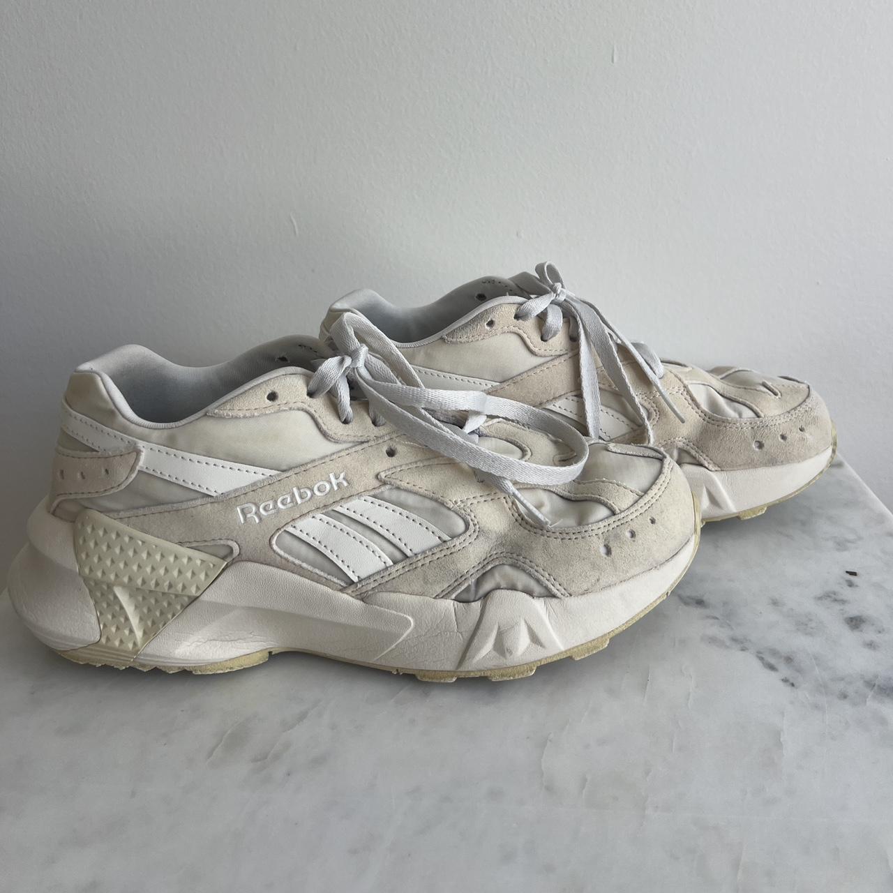 Reebok white and cream trainers #trainers