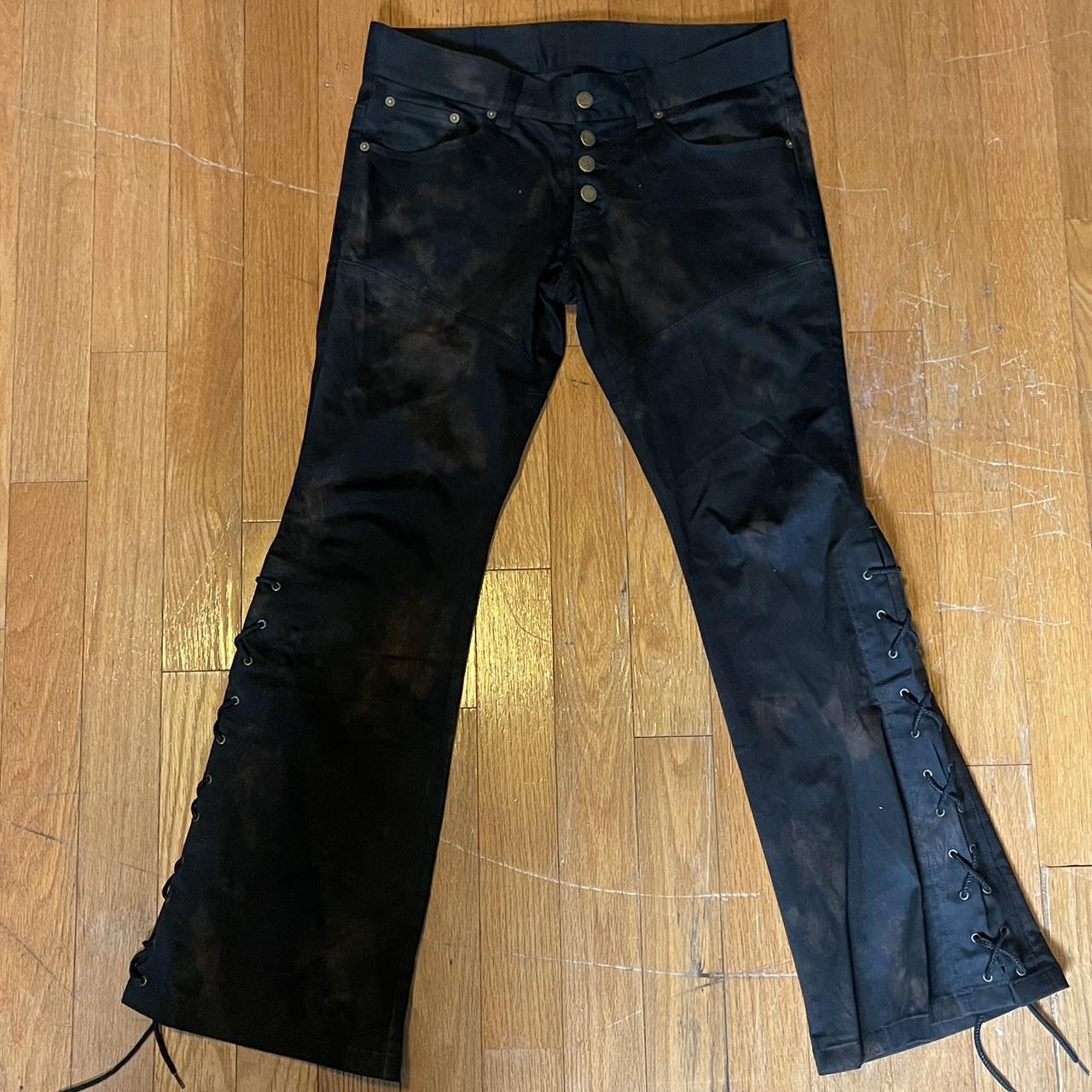 very cool tornado mart flare pants with laces on the... - Depop